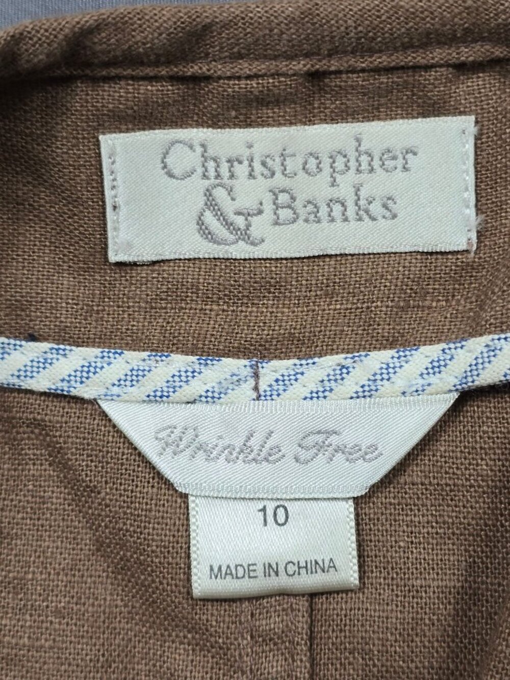 Christopher & Banks Womens Tan Skirt Wrinkle Free Size 10 Cotton Linen - Picture 2 of 4